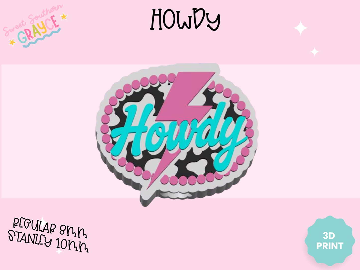 3D STRAW TOPPER- HOWDY