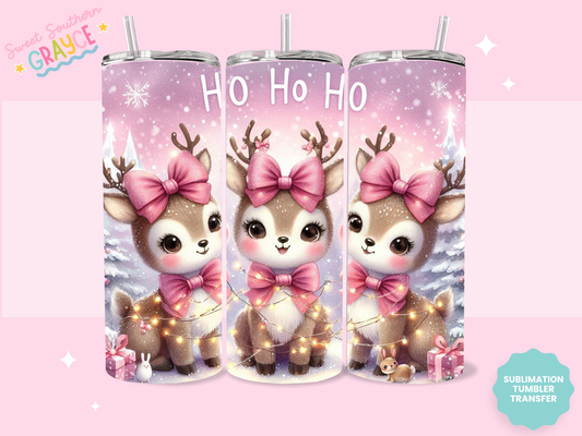 20oz SUBLIMATION TRANSFER - HO HO HO REINDEER