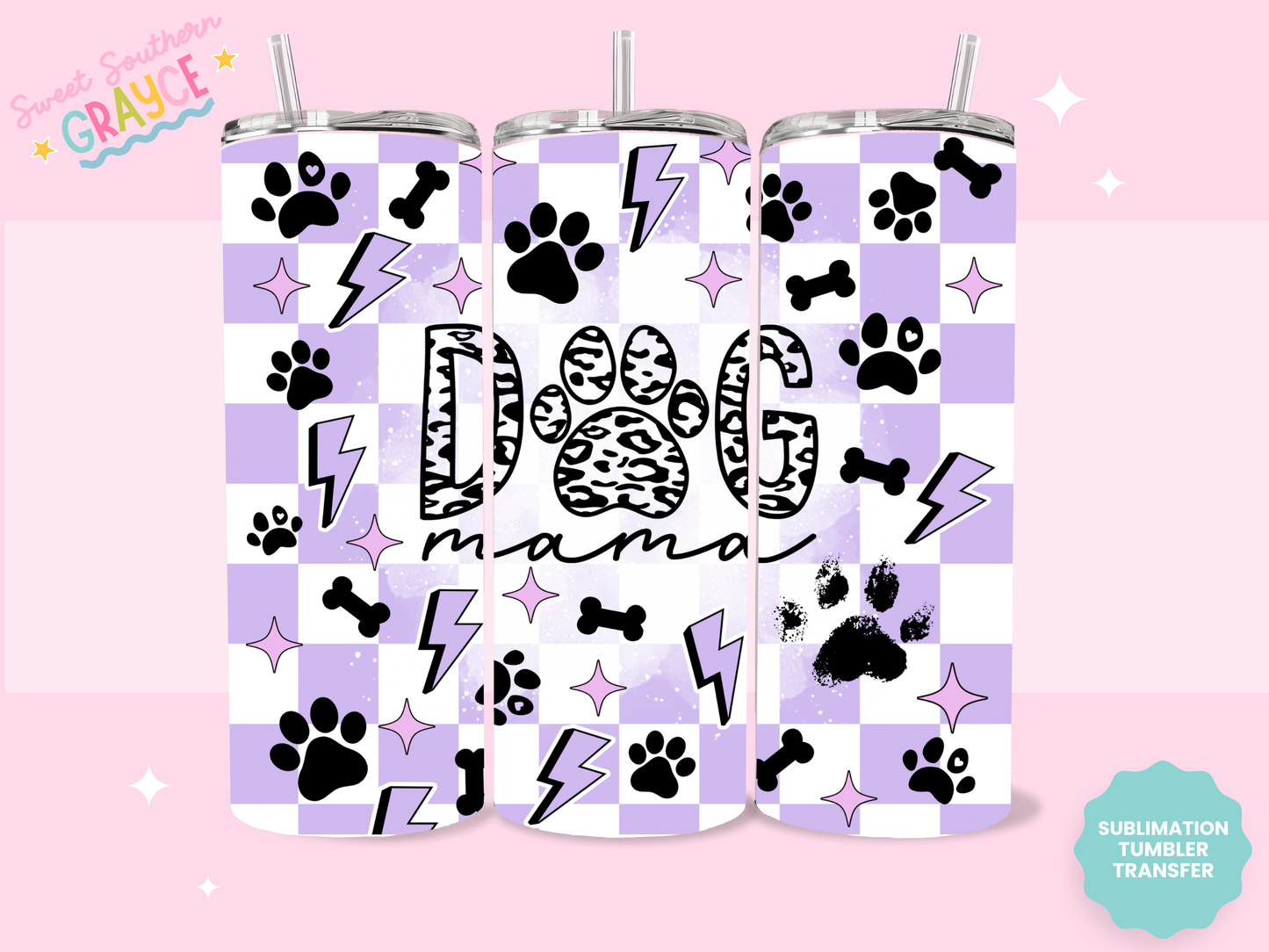 20oz SUBLIMATION TRANSFER - DOG MAMA PURPLE