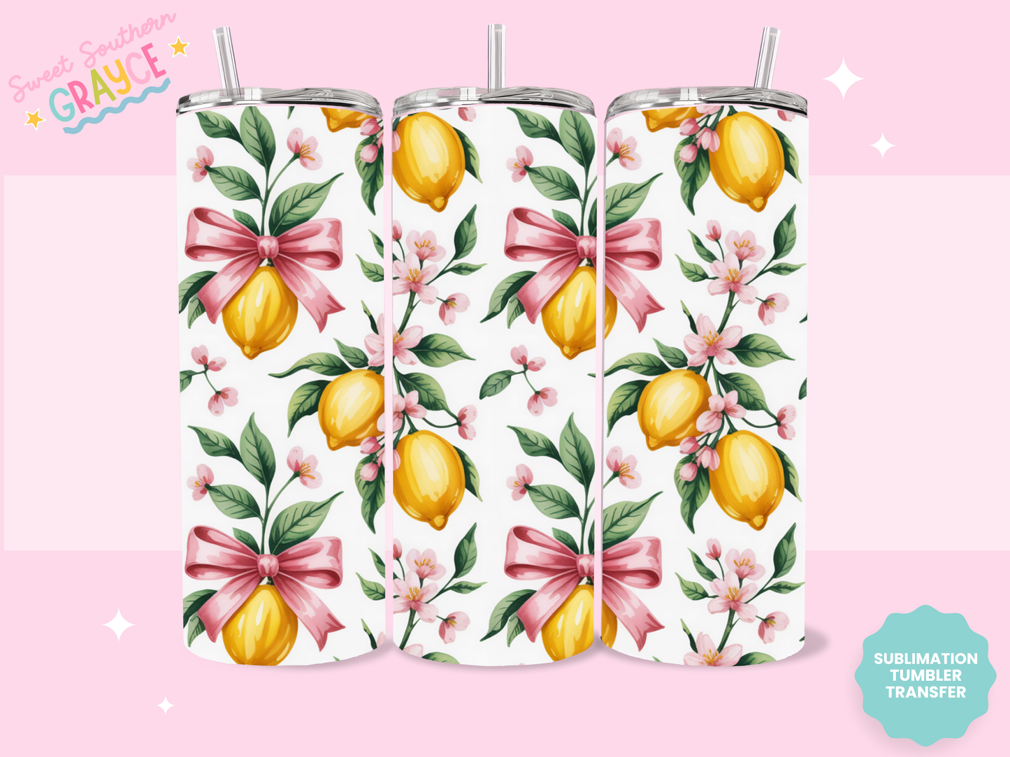 20oz SUBLIMATION TRANSFER- LEMON BOWS