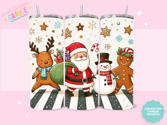 20oz SUBLIMATION TRANSFER - WALKING SANTA AND FRIENDS