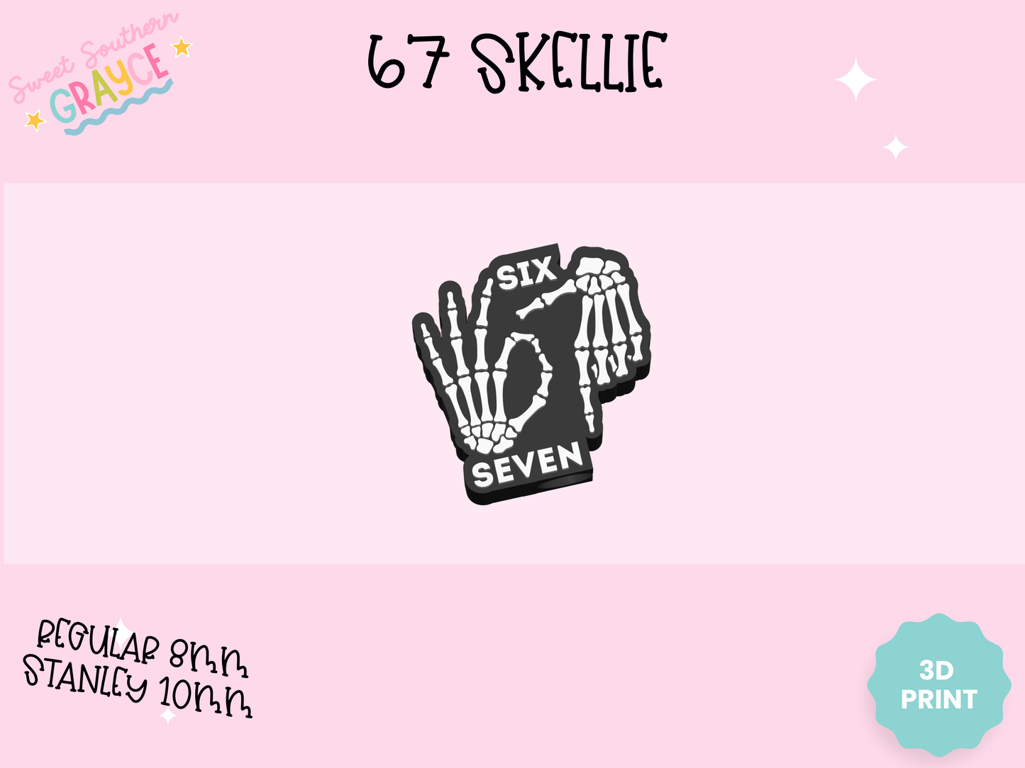 3D STRAW TOPPER- 67 SKELLIE