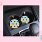 CAR COASTER SUBLIMATION TRANSFER - BLUE POLKA DOT SUNFLOWERS