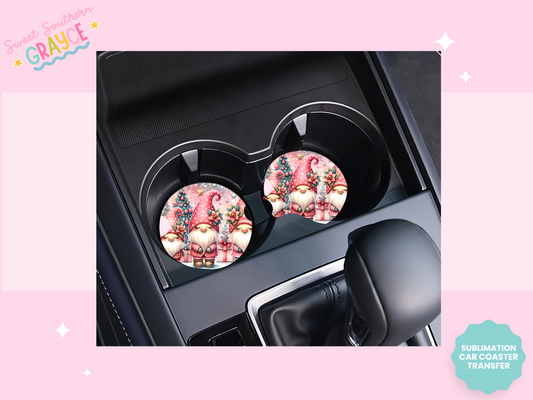 CAR COASTER SUBLIMATION TRANSFER - SNOW CHRISTMAS GNOMES