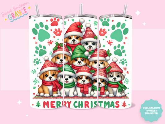 20oz SUBLIMATION TRANSFER - DOGGIE CHRISTMAS