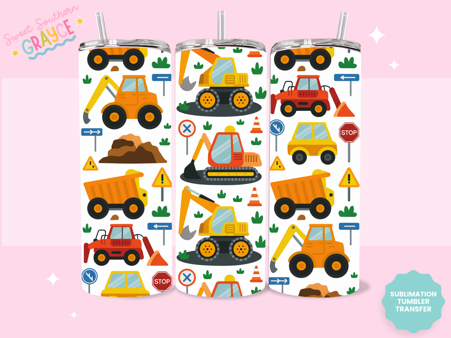 20oz SUBLIMATION TRANSFER- BOYS TRACTORS