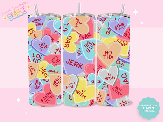 20oz SUBLIMATION TRANSFER - ANTI VALENTINE HEARTS