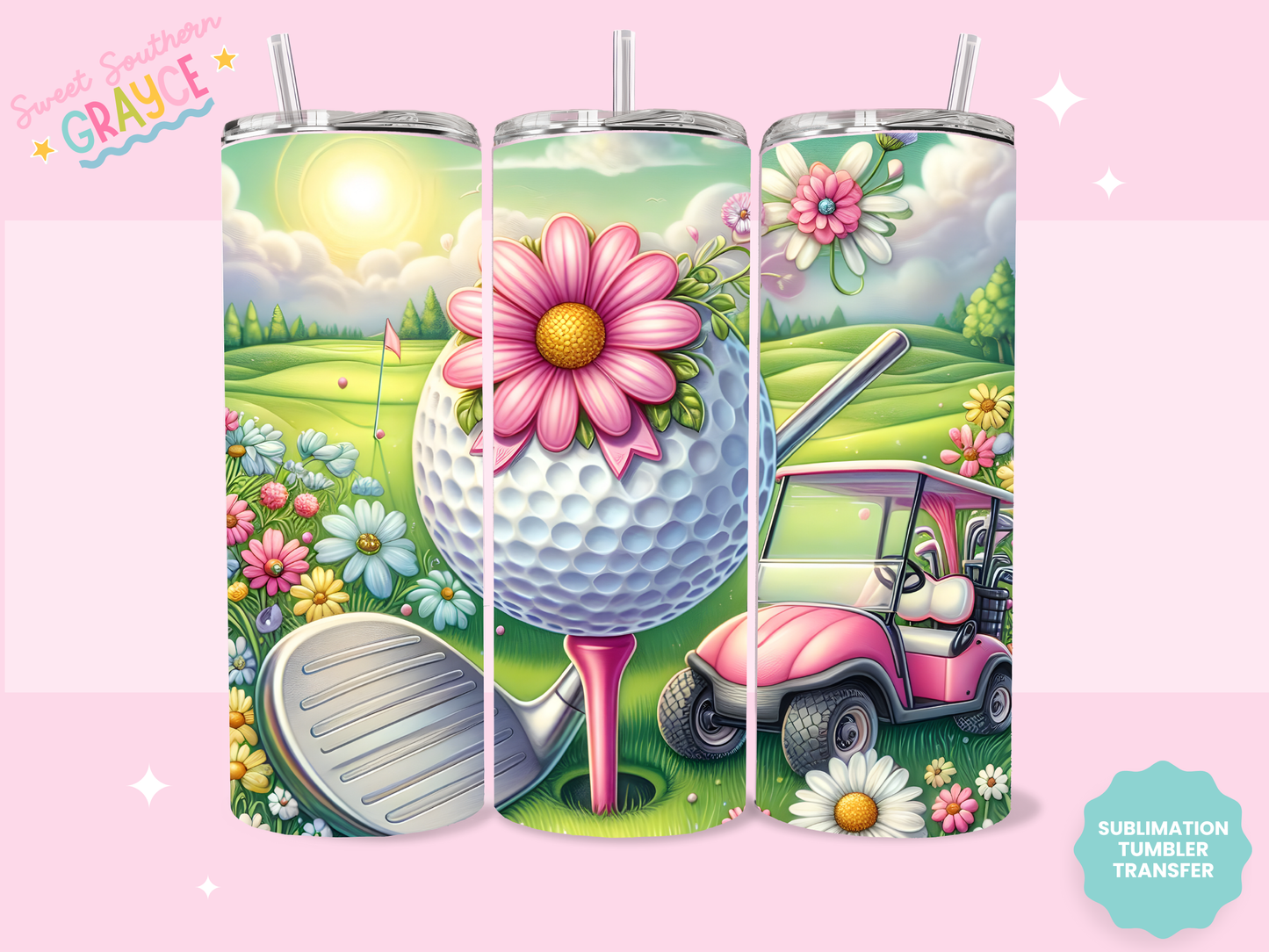 20oz SUBLIMATION TRANSFER- GIRLS GOLF