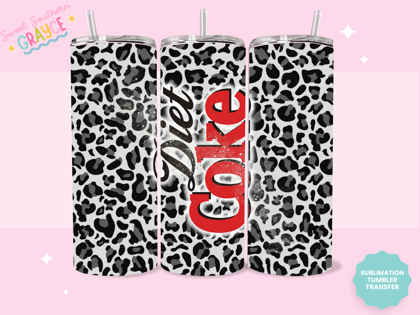 20oz SUBLIMATION TRANSFER - CHEETAH DIET COKE