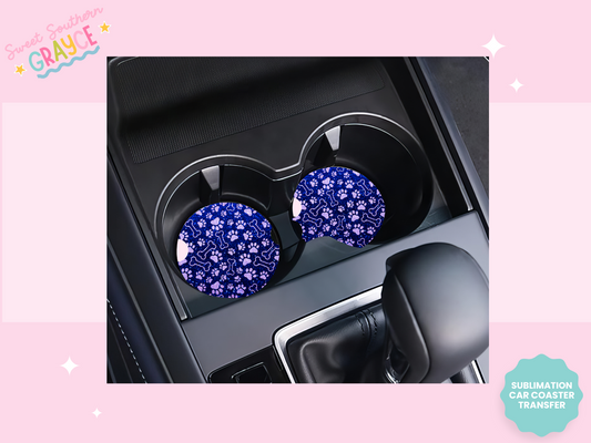 CAR COASTER SUBLIMATION TRANSFER - BLUE PAWS