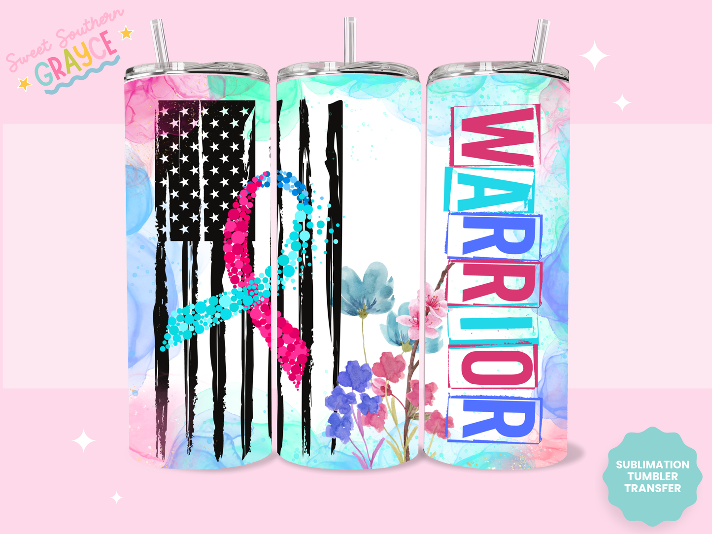 20oz SUBLIMATION TRANSFER - WARRIOR FLAG