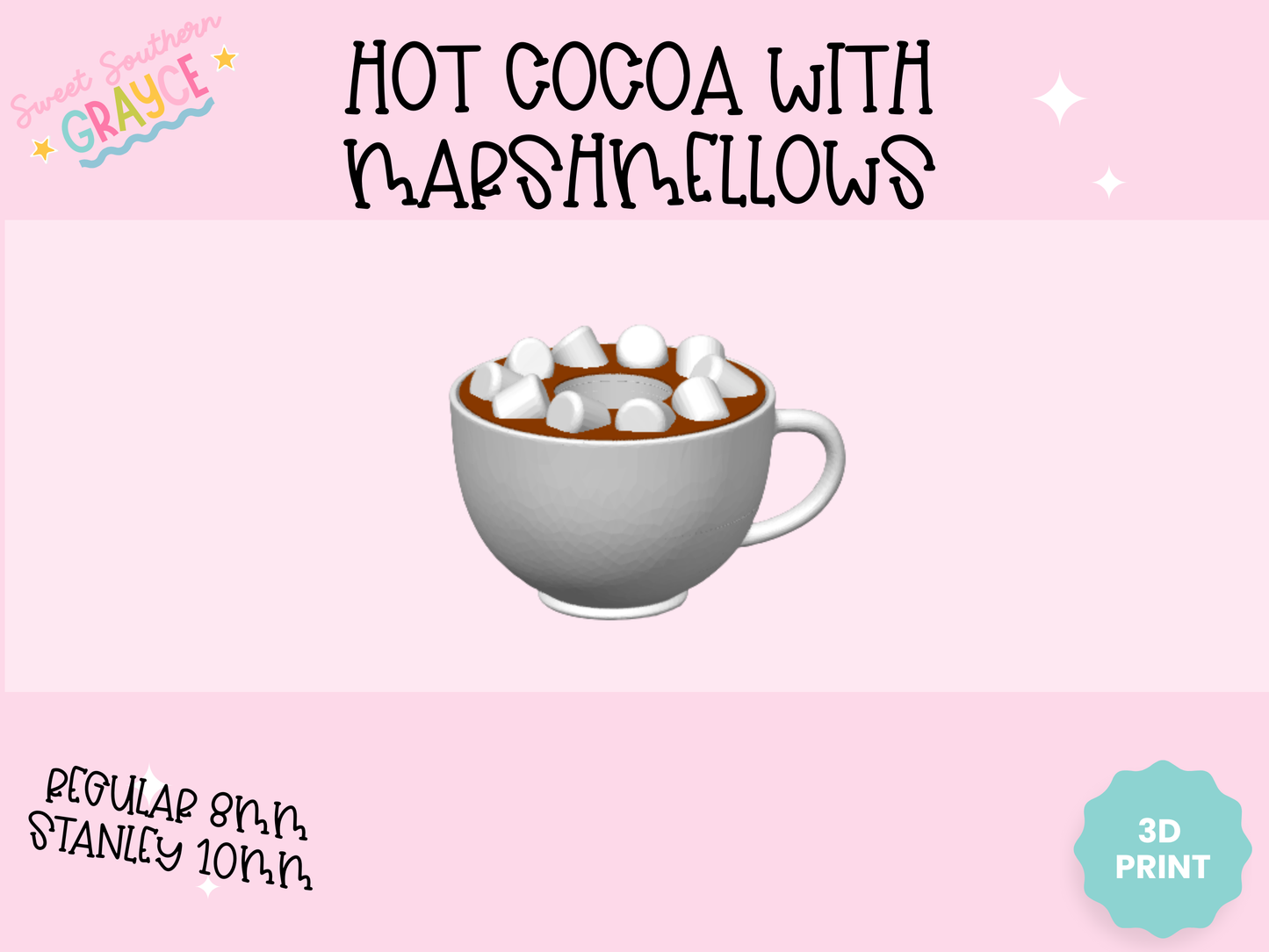 3D STRAW TOPPER- HOT COCOA WITH MARSHMELLOWS