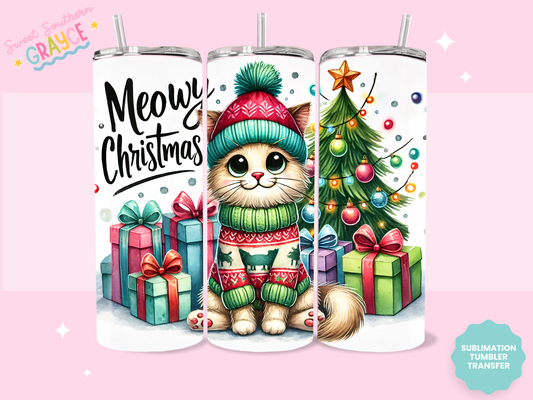 20oz SUBLIMATION TRANSFER - MEOWY CHRISTMAS