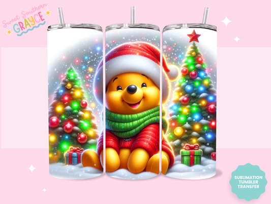 20oz SUBLIMATION TRANSFER - HONEY BEAR CHRISTMAS