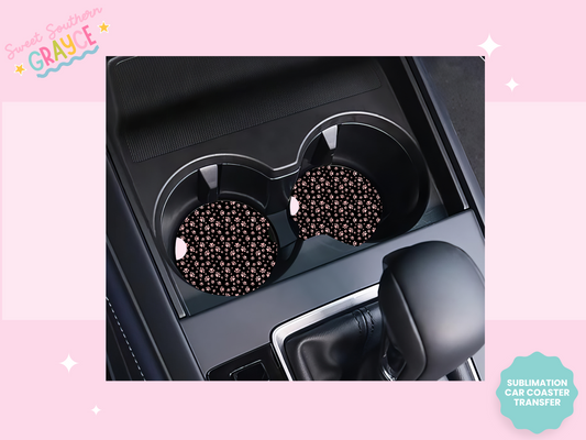CAR COASTER SUBLIMATION TRANSFER - SMALL PAW PRINTS