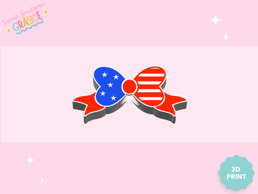 3D STRAW TOPPER- AMERICAN FLAG BOW