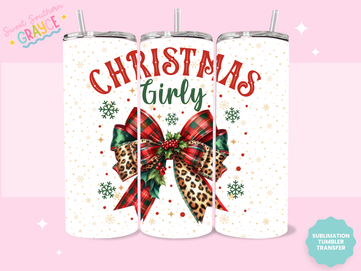 20oz SUBLIMATION TRANSFER - CHRISTMAS GIRLY