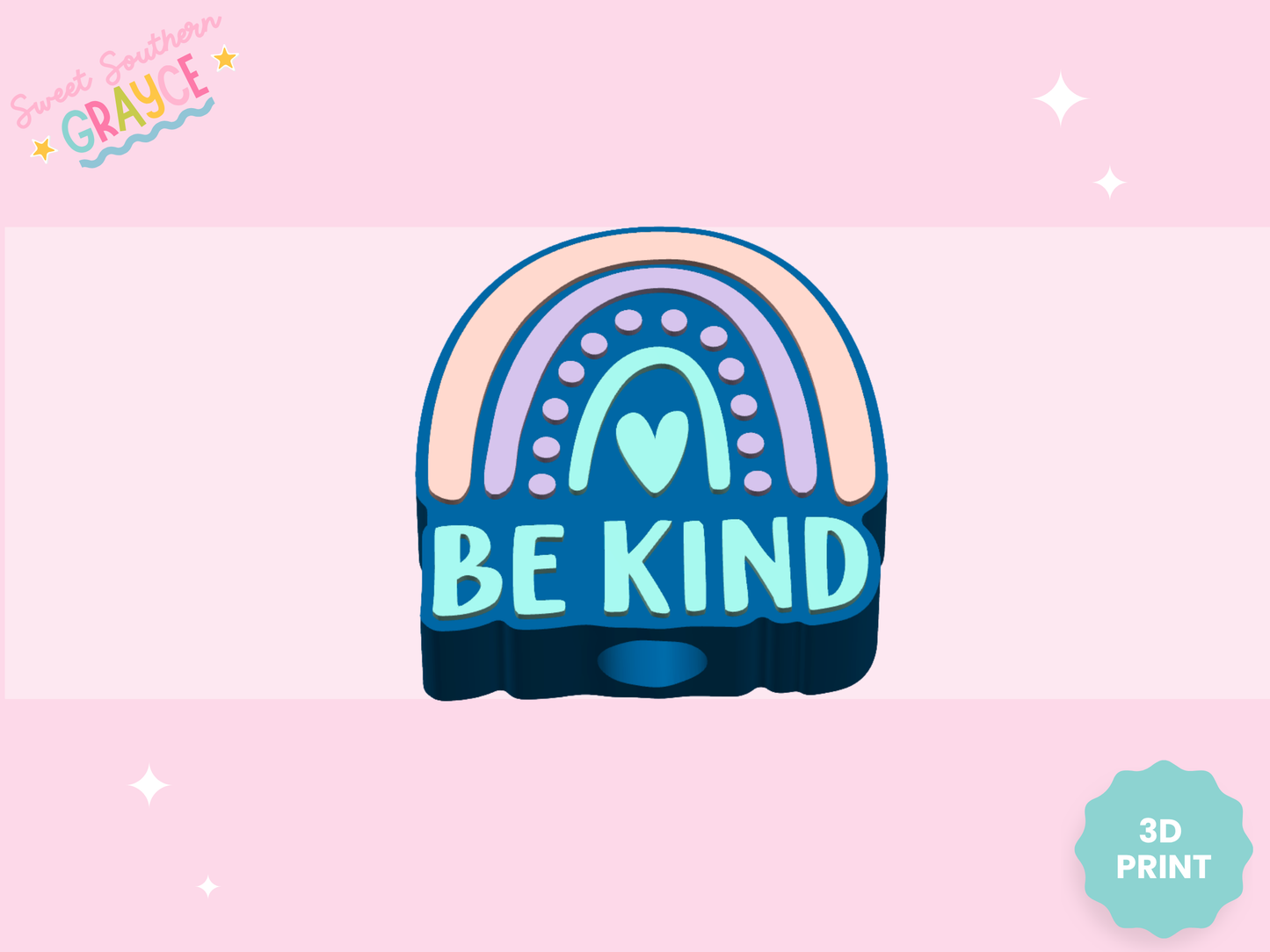 3D STRAW TOPPER- BE KIND RAINBOW