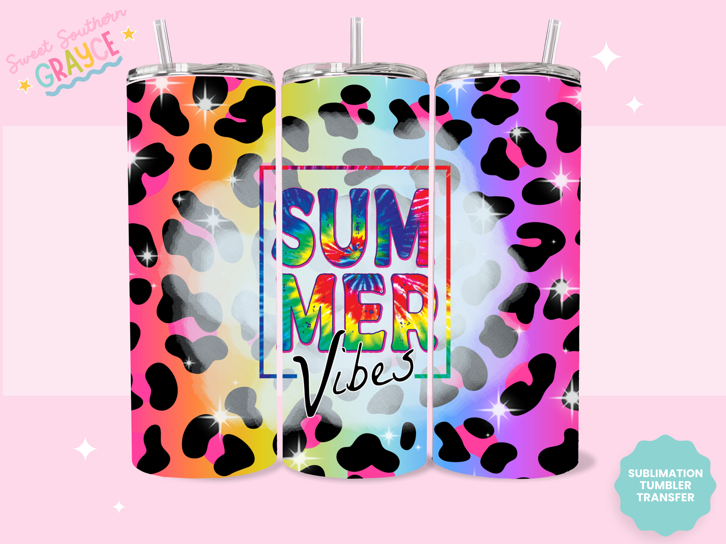 20oz SUBLIMATION TRANSFER - SUMMER VIBES COLORFUL