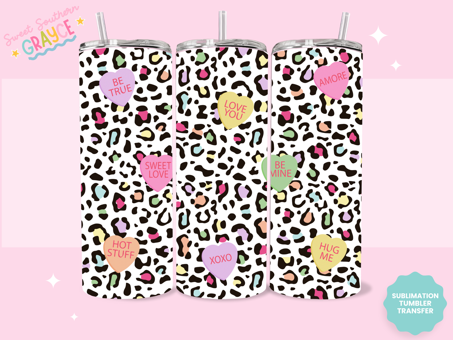 20oz SUBLIMATION TRANSFER - CHEETAH HEARTS