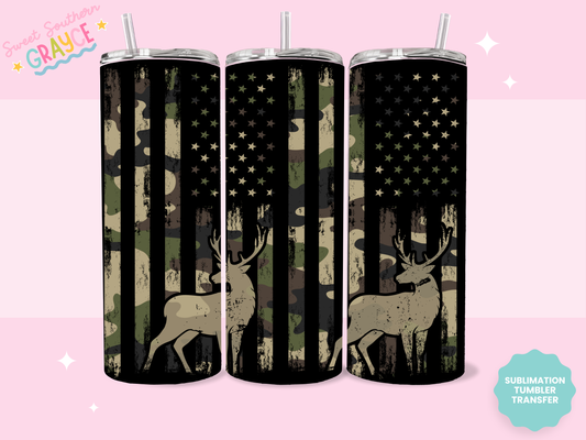 20oz SUBLIMATION TRANSFER - CAMO DEER FLAG