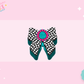 3D STRAW TOPPER- CHECKERED TURQ BOW