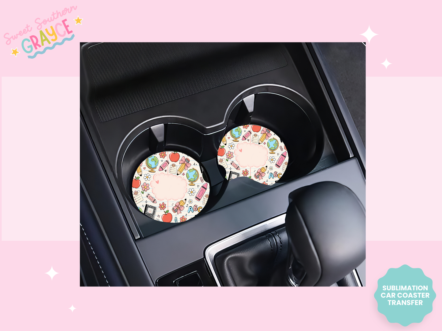CAR COASTER SUBLIMATION TRANSFER - CUTE TEACHER THINGS