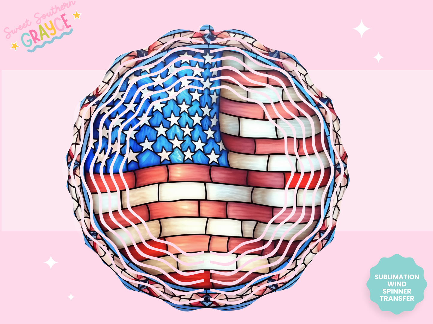 WIND SPINNER SUB TRANSFER - WAVY AMERICAN FLAG