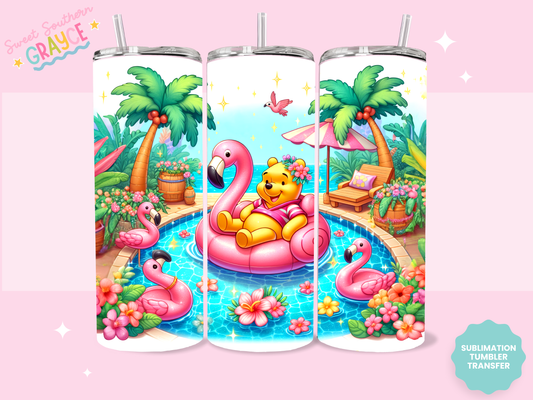 20oz SUBLIMATION TRANSFER - POOH POOL PARTY