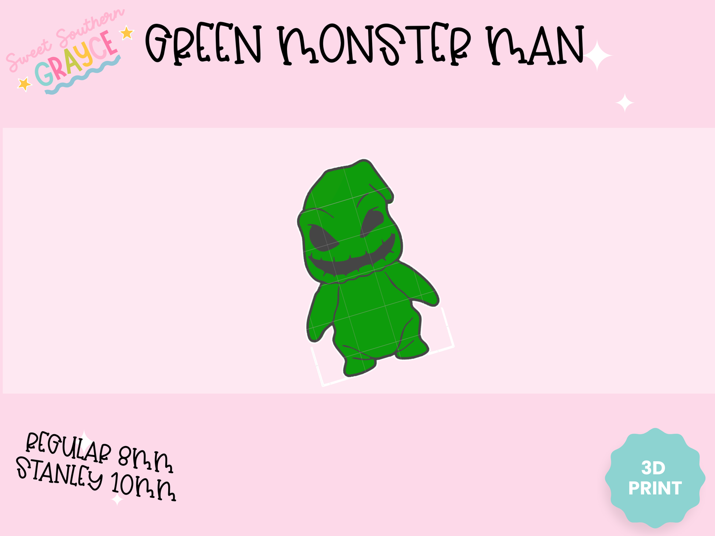 3D STRAW TOPPER- GREEN MONSTER MAN