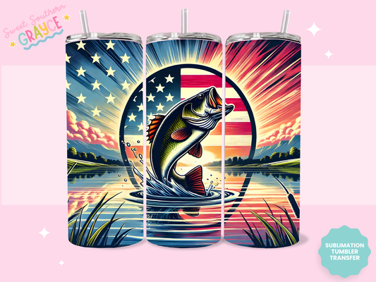 20oz SUBLIMATION TRANSFER - AMERICAN SUNSET FISH