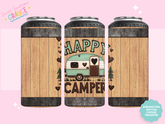 4n1 CAN COOLER TRANSFER- HAPPY CAMPER