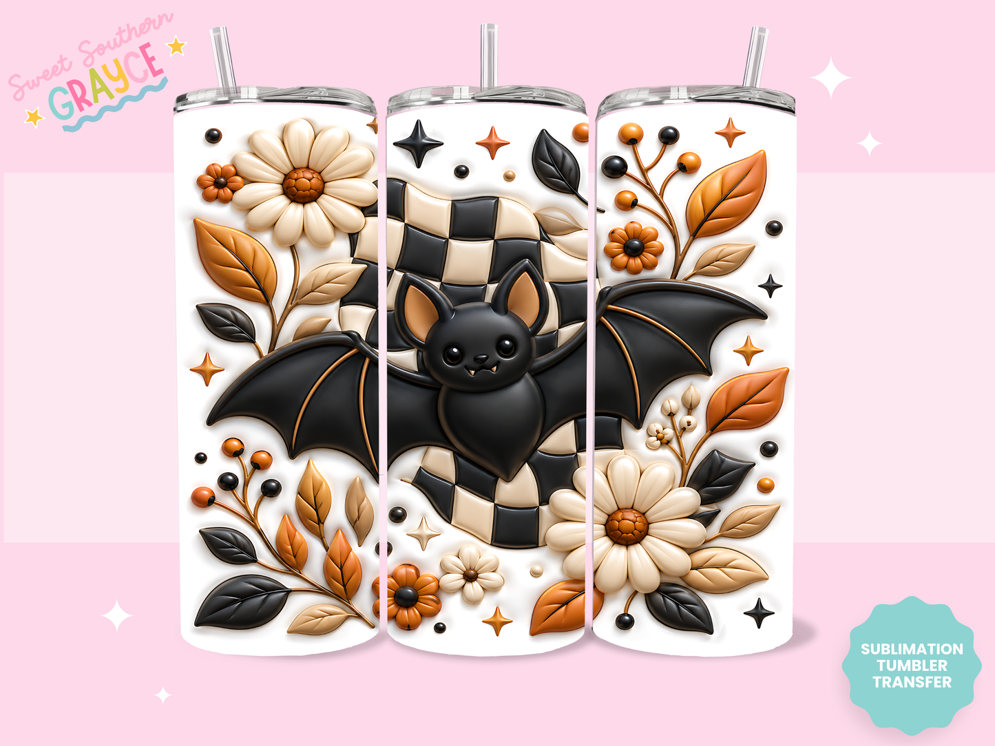 20oz SUBLIMATION TRANSFER- CHECKERED BAT