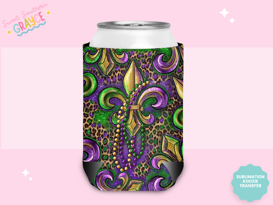 CAN KOOZIE SUB TRANSFER - MARDI GRAS BEADS