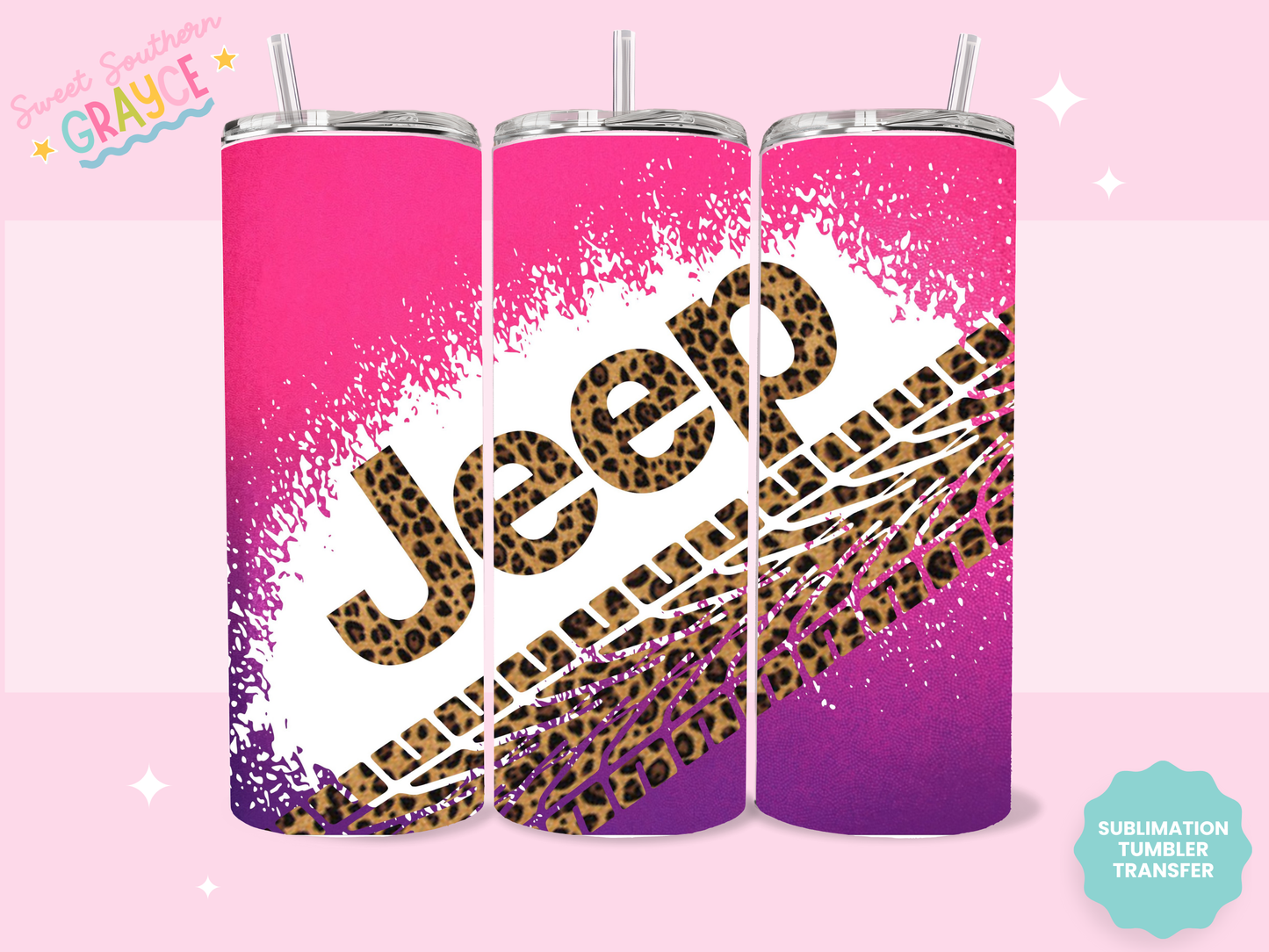 20oz SUBLIMATION TRANSFER - PINK JEEP