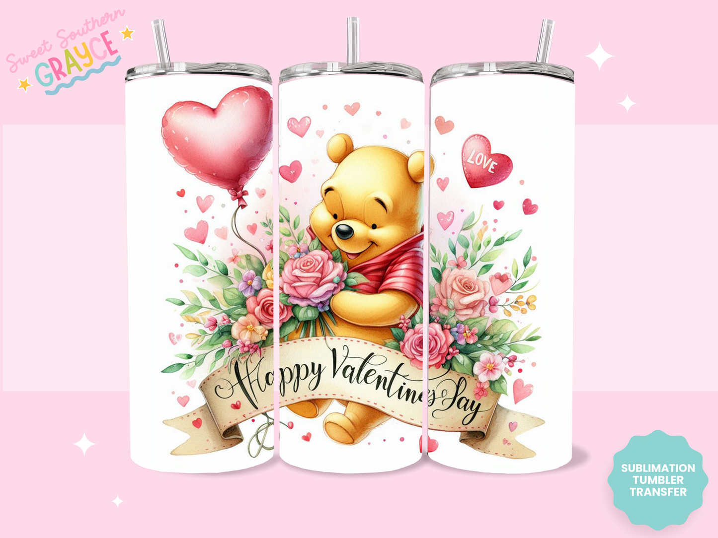 20oz SUBLIMATION TRANSFER - HONEY BEAR VALENTINE