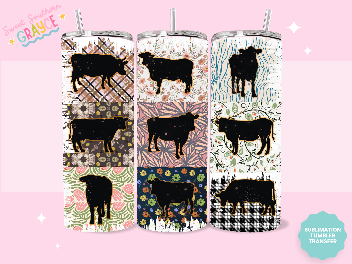 20oz SUBLIMATION TRANSFER - RUSTIC COW