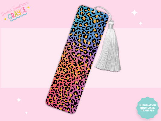 BOOKMARK SUBLIMATION TRANSFER - RAINBOW CHEETAH PRINT