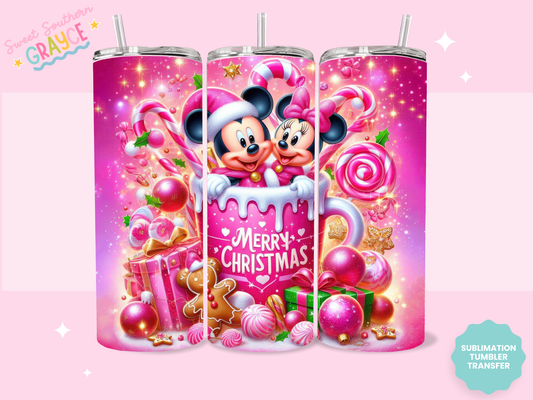 20oz SUBLIMATION TRANSFER - PINK MAGICAL CHRISTMAS