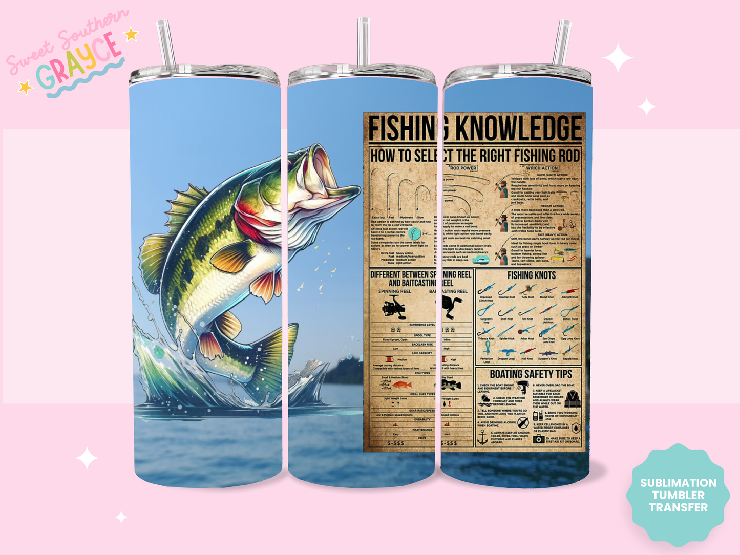 20oz SUBLIMATION TRANSFER - FISHING KNOWLEDGE