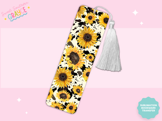 BOOKMARK SUBLIMATION TRANSFER - COW PRINT SUNFLOWERS