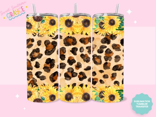 20oz SUBLIMATION TRANSFER - CHEETAH SUNFLOWER