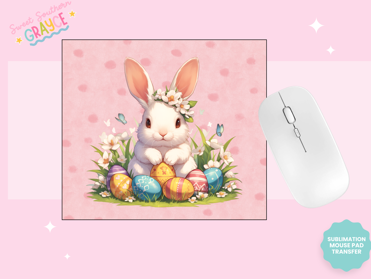 MOUSE PAD SUBLIMATION TRANSFER - EASTER BUNNY