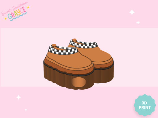 3D STRAW TOPPER- CHECKERED SLIPPERS