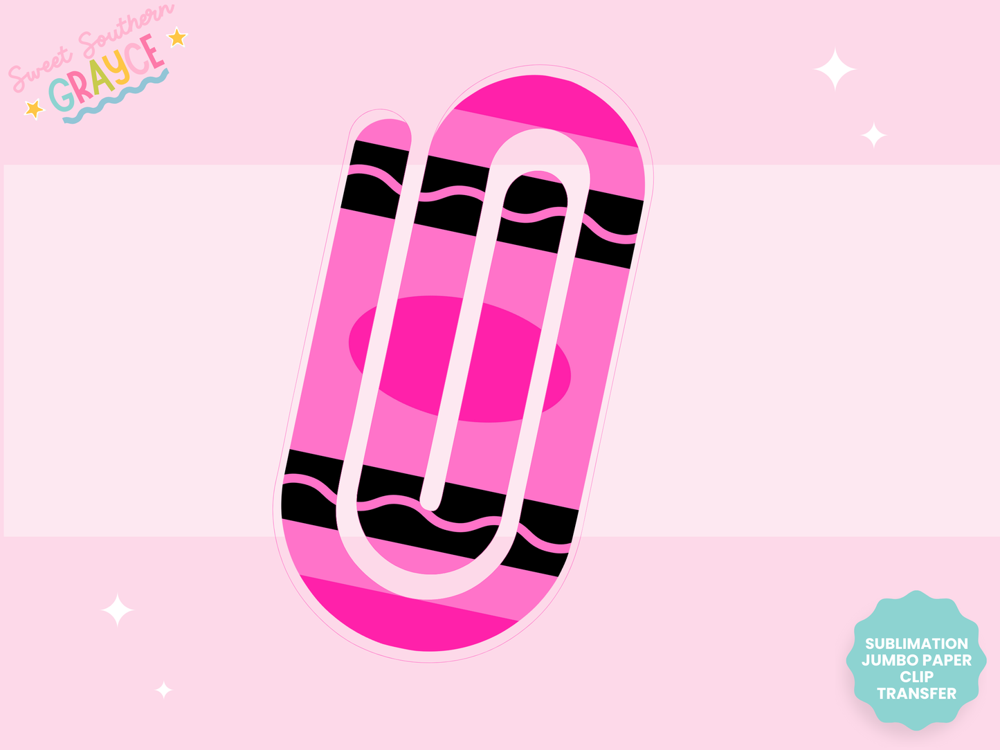 JUMBO PAPER CLIP SUB TRANSFER - PINK CRAYON