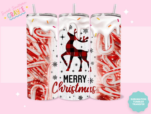 20oz SUBLIMATION TRANSFER - MERRY CHRISTMAS REINDEER