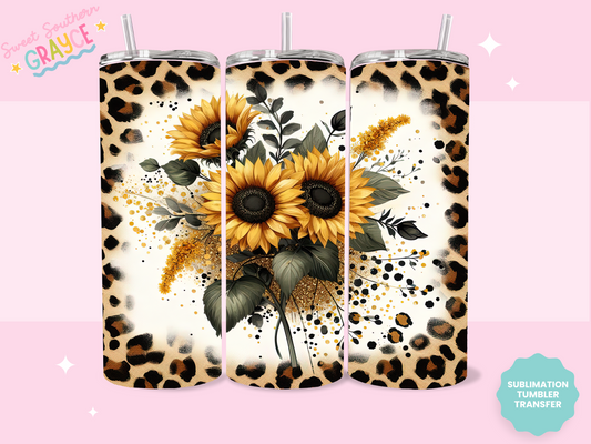 20oz SUBLIMATION TRANSFER - CHEETAH SUNFLOWER BUNCH