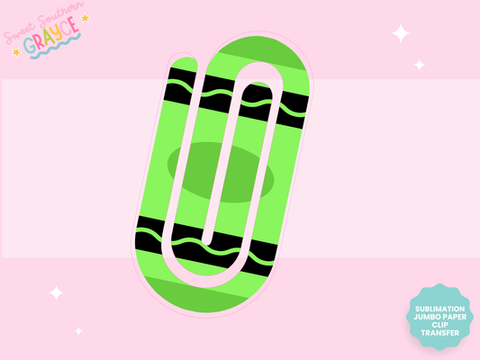 JUMBO PAPER CLIP SUB TRANSFER - LIGHT GREEN CRAYON