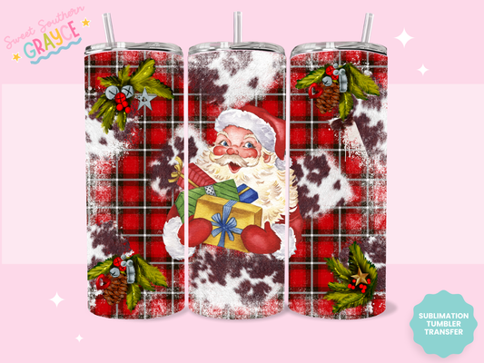 20oz SUBLIMATION TRANSFER - FLANNEL SANTA