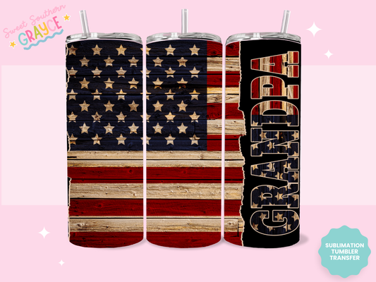 20oz SUBLIMATION TRANSFER - GRANDPA FLAG